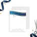 personalized corporate open house thank you card with navy ribbon design, scissors illustration, custom business name, and blank writing space-front