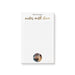 Personalized engagement notepad with a custom couple's photo, names, elegant gold "notes with love" script, and lined pages for everyday notes, lists, and planning.