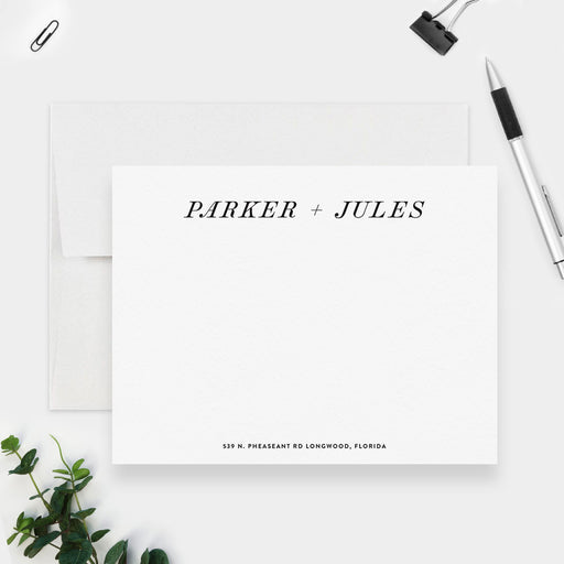Personalized black and white couples stationery set ideal for home or office correspondence