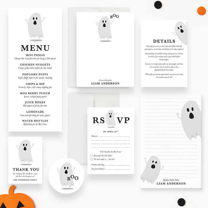 Personalized Cute Ghost Halloween Birthday Party Invitation for Kids