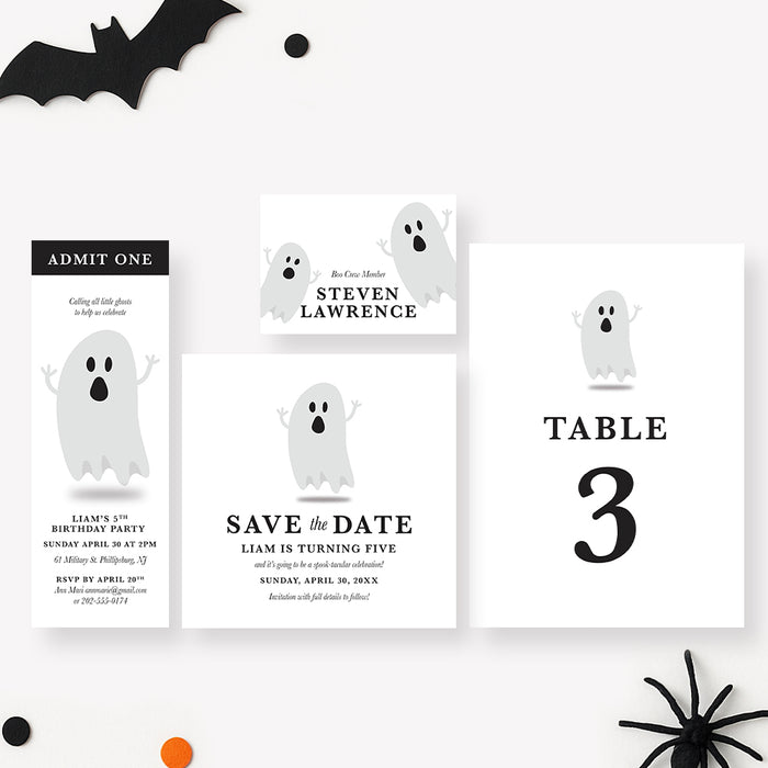 Personalized Cute Ghost Halloween Birthday Party Invitation for Kids
