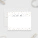 personalized denim and pearls note card with custom name, pearl accents, dark blue back design, and blank writing space-front