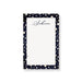 personalized denim and pearls notepad with custom name, dark blue border, pearl accents, and blank writing space