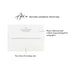 Optional return address printing example on a white envelope for personalized dentist note cards with tooth illustration.