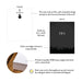 Specifications graphic showing the front and back of personalized electric guitar note cards gift for musicians, A2 size 5.5 × 4.25 inches and matte cardstock.