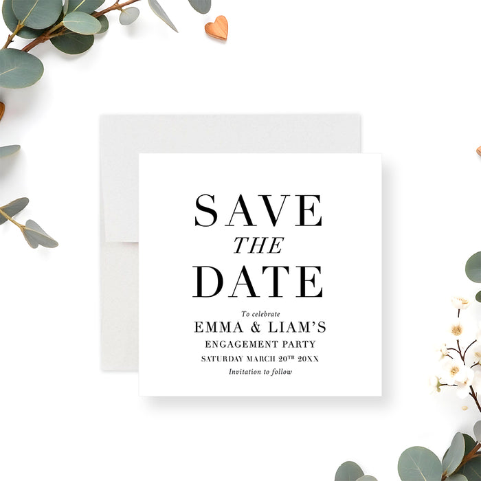 Elegant minimalist wedding save the date card with modern script typography-front