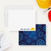 White personalized engineering note card with a yellow hard hat, beside a dark blue back patterned with blue gears.