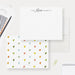 Personalized family note cards with a family name on the white front and tiny colorful hearts on the reverse.