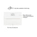 Optional return address printing example on a white envelope for personalized family note cards with colorful hearts.