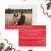 Happy New Year family photo greeting card with red watercolor brushstroke design and festive holiday accents-front-back