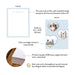 Front and back of personalized family photo note cards with heart frames with A2 size and matte cardstock details.