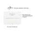 Optional return address printing example on a white envelope for personalized family photo note cards with script name.