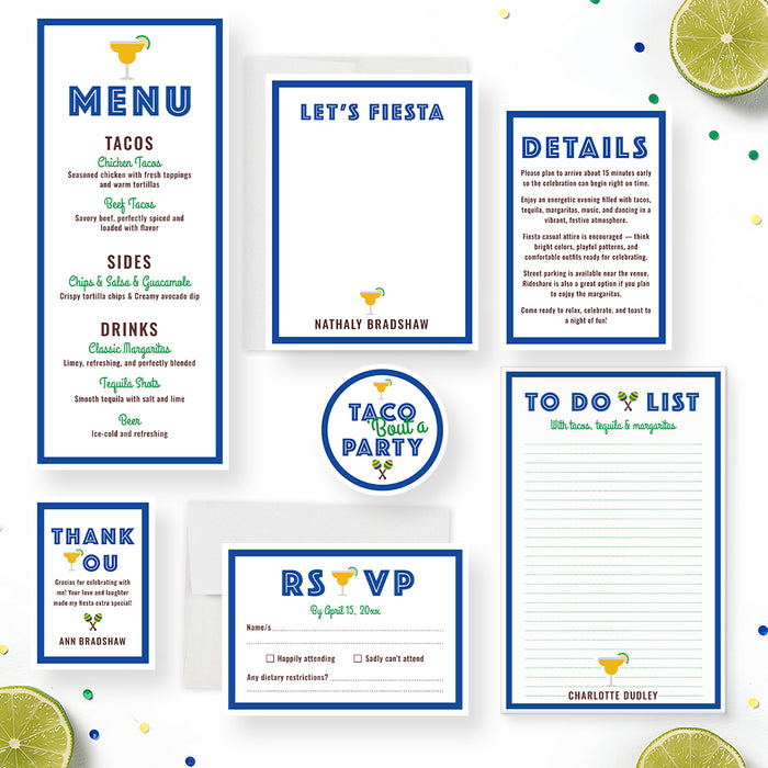 Personalized Fiesta Birthday Party Invitation with Margarita