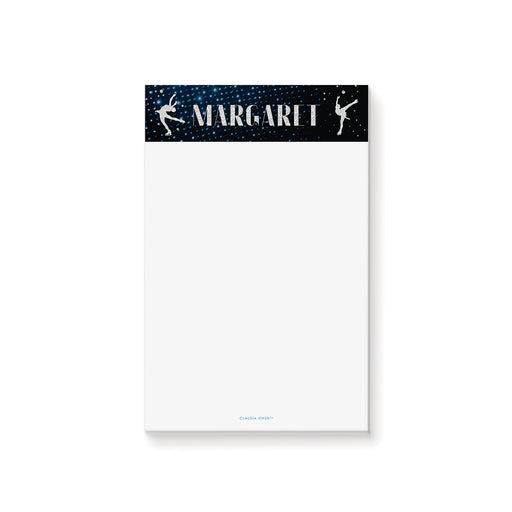 Personalized figure skating notepad with winter design and skater silhouettes