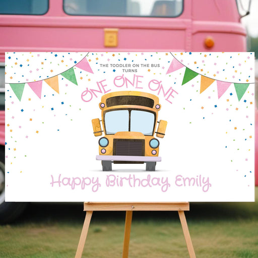 Personalized first birthday welcome sign for girl featuring elegant design, perfect for party entrance and milestone celebration.
