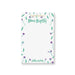 Personalized floral notepad with purple flowers and green leaves, custom name stationery for garden party favors or gifts.