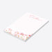 personalized floral notepad with custom name, soft pink watercolor flowers, and blank writing space-side