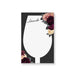 Personalized notepad with a wine glass-shaped writing area, custom name, dark background and burgundy, blush and ivory flowers