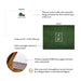 Front and back of personalized football monogram note cards showing A2 dimensions and matte cardstock details.