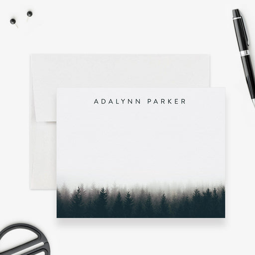 Personalized forest note card featuring elegant tree illustrations ideal for office use, nature lovers, or personalized men’s desk notes