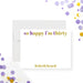 Personalized 30th birthday thank you card with "So Happy I'm Thirty" wording in purple and mustard yellow, custom name, and space for handwritten message-front