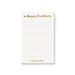 Personalized 30th birthday notepad featuring "So Happy I'm Thirty" wording, a modern purple and yellow design, and a custom name