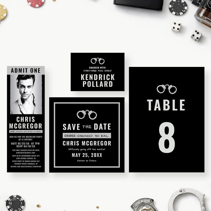 Personalized Funny Mugshot Bachelor Party Invitation with Photo