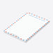 personalized notepad with red and blue airmail border, lined writing space, travel-themed heading, and custom name-side
