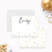 personalized thank you card with a custom name in black script, elegant gold confetti, and space for handwritten messages-front-back