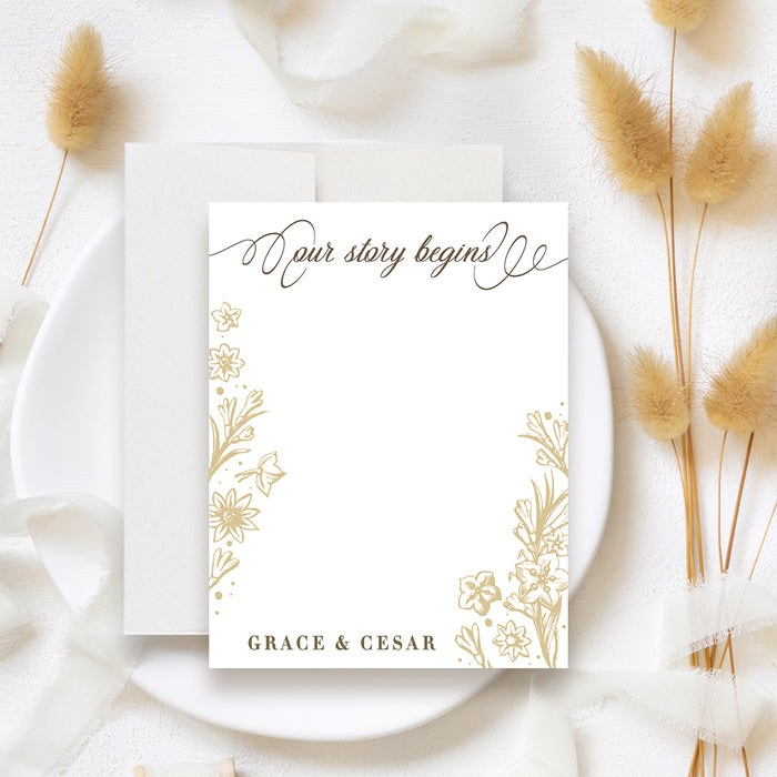 Personalized Gold Floral Wreath Wedding Invitation