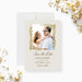 Personalized gold grapevine vineyard wedding save the date card with ornate botanical border, custom couple’s photo, names and wedding date-front