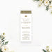 White wedding ticket invitation with a gold Admit One heading, delicate heart and personalized ceremony details