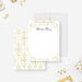 Personalized Gold Scroll Note Cards. Front and matching printed gold scroll pattern on a white back displayed with a white envelope.