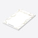 Personalized white notepad with gold swirl borders, elegant Secret Notes lettering, and a custom name at the bottom.