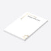Personalized white Jewish notepad with a custom name, gold corner lines, and a gold Star of David.