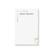 Personalized white Jewish notepad with a custom name, gold corner lines, and a gold Star of David.