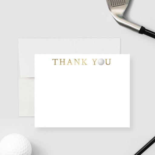 Personalized golf note card for men with golf-themed design, ideal for thank you notes after tournaments, golf events, or sports celebrations.

