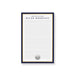 Personalized golf notepad with custom name, lined pages, golf ball artwork, and navy border