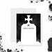 personalized gothic tombstone thank you card with black background, skull and crossbones detail, and custom name-front