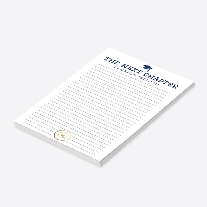 Personalized graduation notepad Class of 2026 with lined pages and modern design for a party favor or gift-side