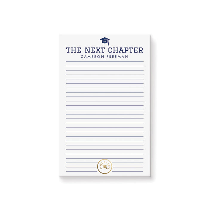 Personalized graduation notepad Class of 2026 with lined pages and modern design for a party favor or gift