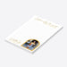 Personalized notepad featuring "Officially too smart" text, a custom name, and an arched photo of a graduate-side
