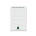 Personalized champagne bottle notepad with green bottle artwork, custom name, and lined pages