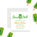 Personalized green watercolor ice pop birthday save the date card for kids with child’s name, age, party date, and details to follow wording-front
