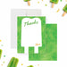 Personalized green watercolor ice pop birthday thank you card for kids with Thanks wording, child’s name and blank writing area-front-back