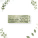 Personalized greenery wedding ticket invitation with Admit One stub, leafy monogram wreath, misty sage wildflowers, couple’s names and venue details