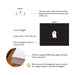 Specifications graphic showing the front and back of personalized halloween ghost thank you cards for kids, A2 size 5.5 × 4.25 inches and matte cardstock.