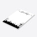 personalized Halloween notepad with spooky graveyard silhouette, bats, tombstones, custom name, and blank writing space-side