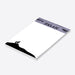 personalized Halloween notepad with howling wolf silhouette, starry purple sky, custom name, and blank writing space-side