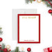 personalized stay merry holiday note card with elegant red border and gold festive lettering-front